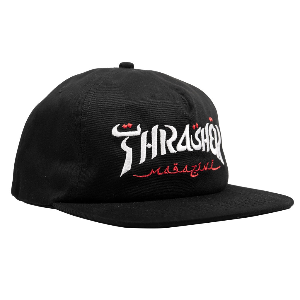 THRASHER Calligraphy snapback cap